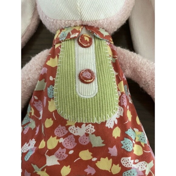 POTTERY BARN KIDS Girly Stuffed Animal Bunny Rabbit Easter Toy Pink w Dress 12" - Picture 7 of 12